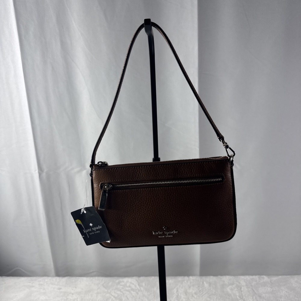 Kate Spade Leila Convertible Wristlet  In Brown Pebbled Leather Nwt